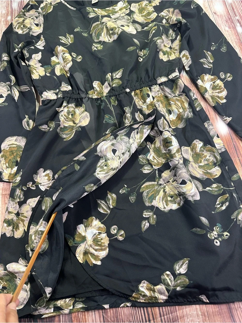NWT J. Crew Black Floral Long Sleeve Tulip Hem Dress - Size 8  Polyester